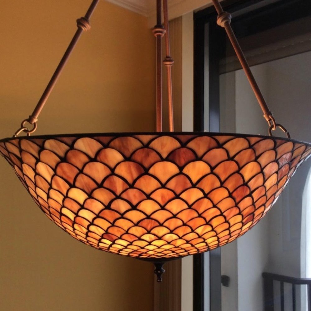 Vintage Stained Glass Light Fixture
